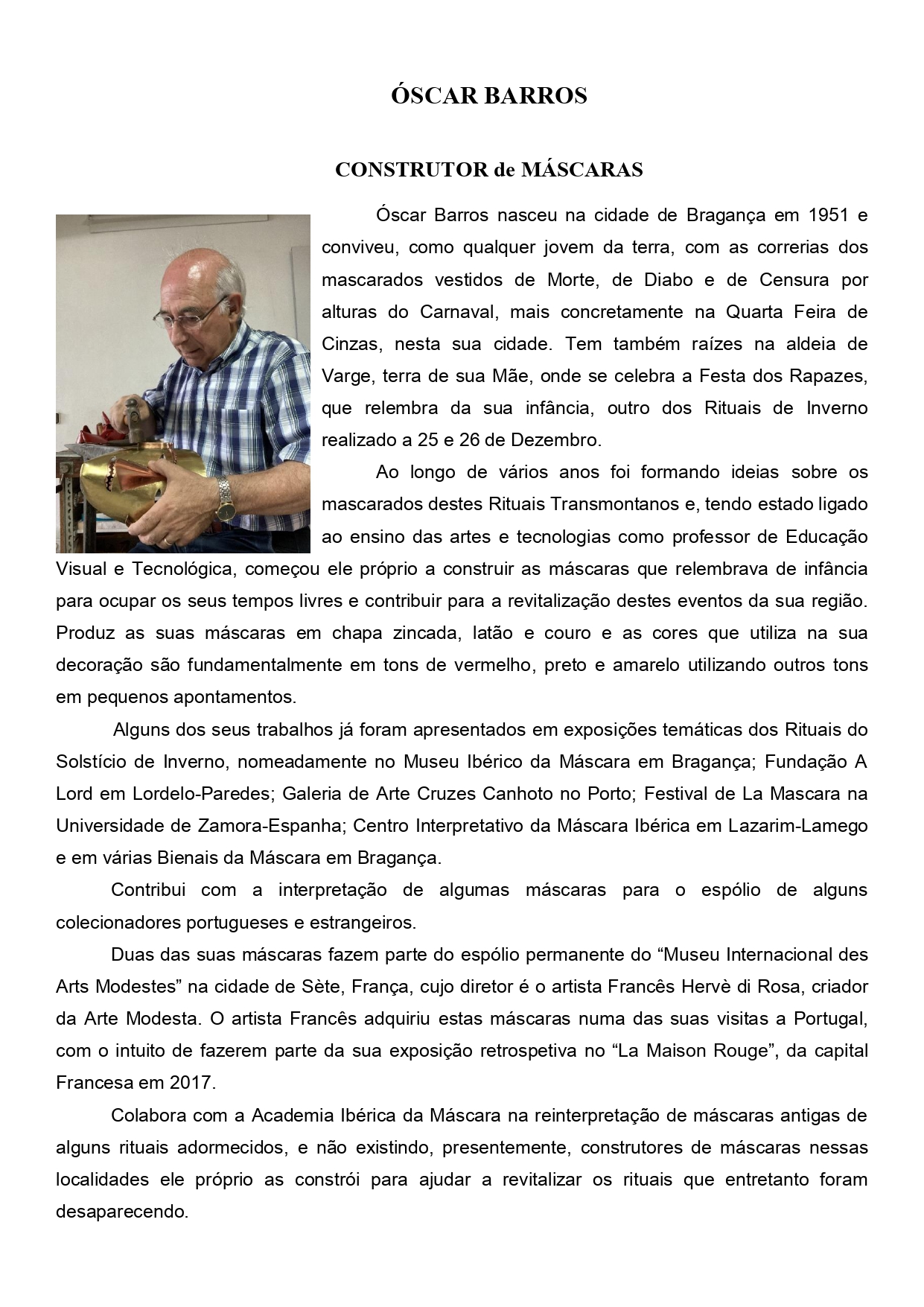Óscar exposição texto