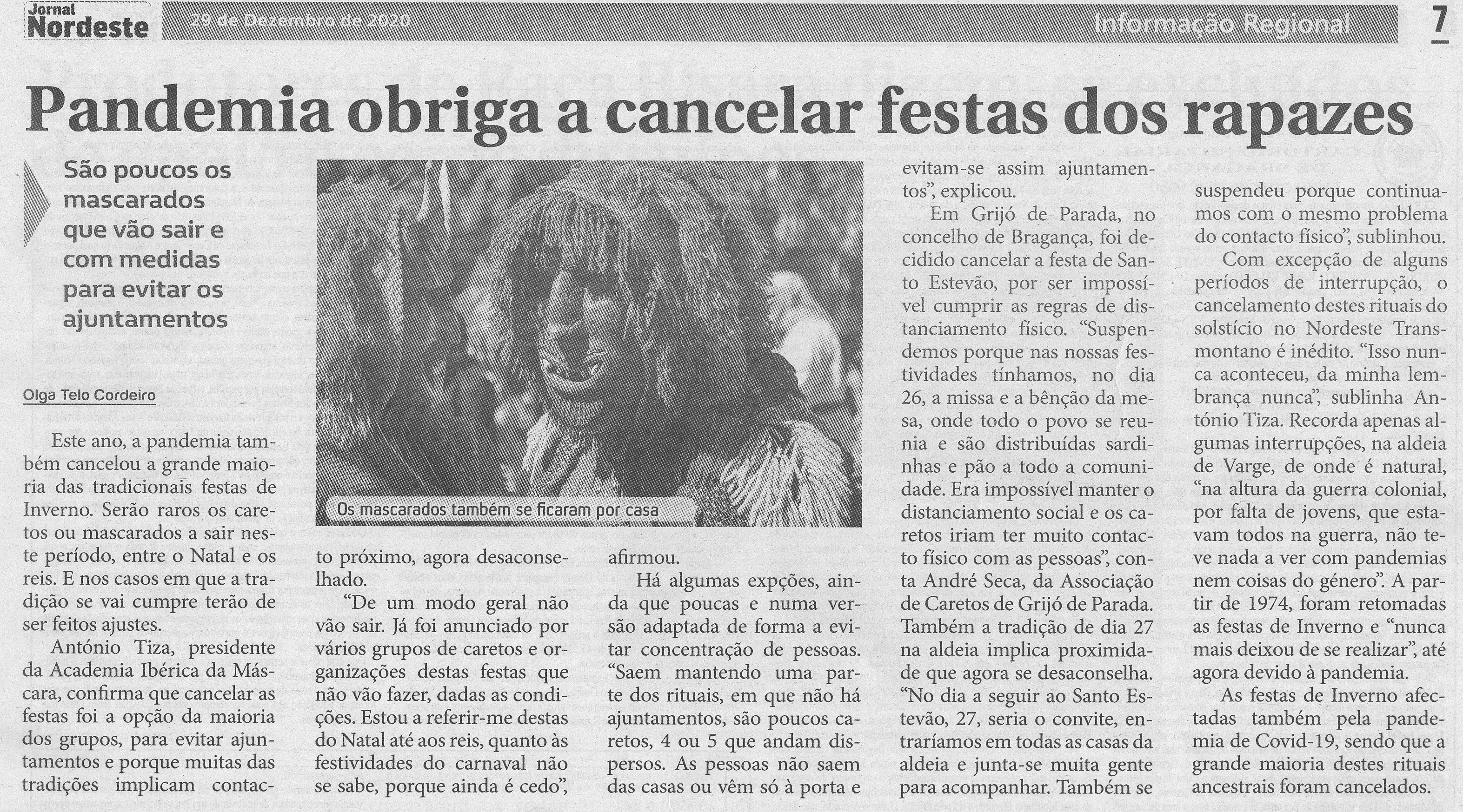 Festas dos rapazes canceladas
