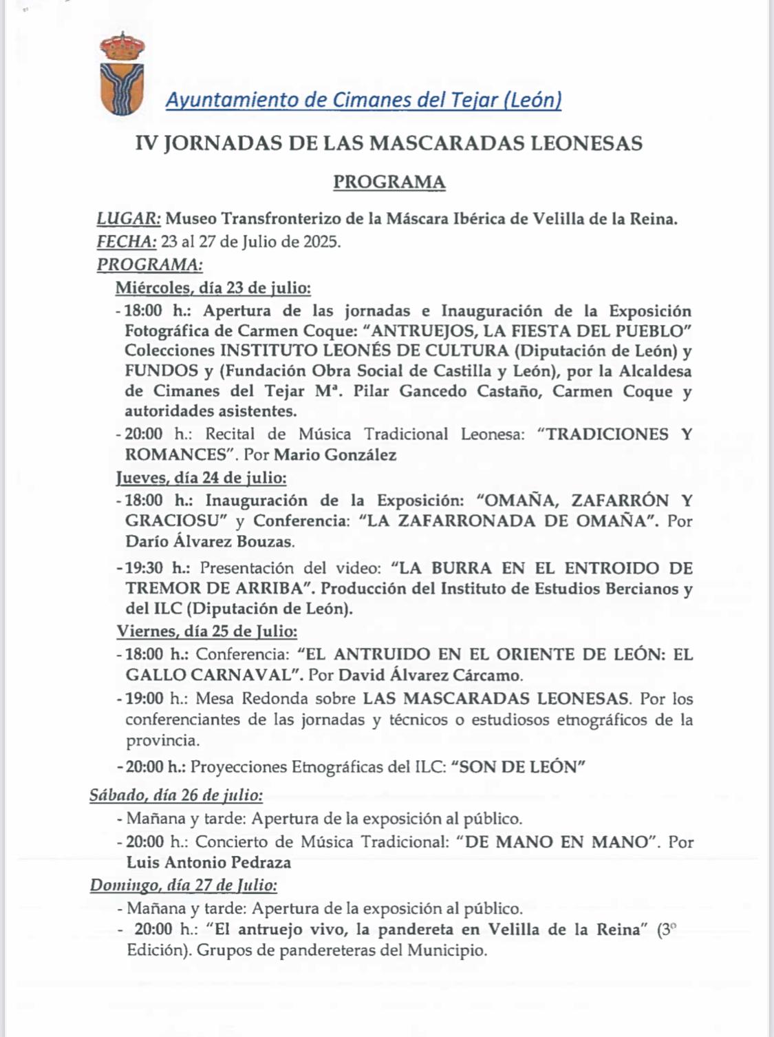 Velilla programa